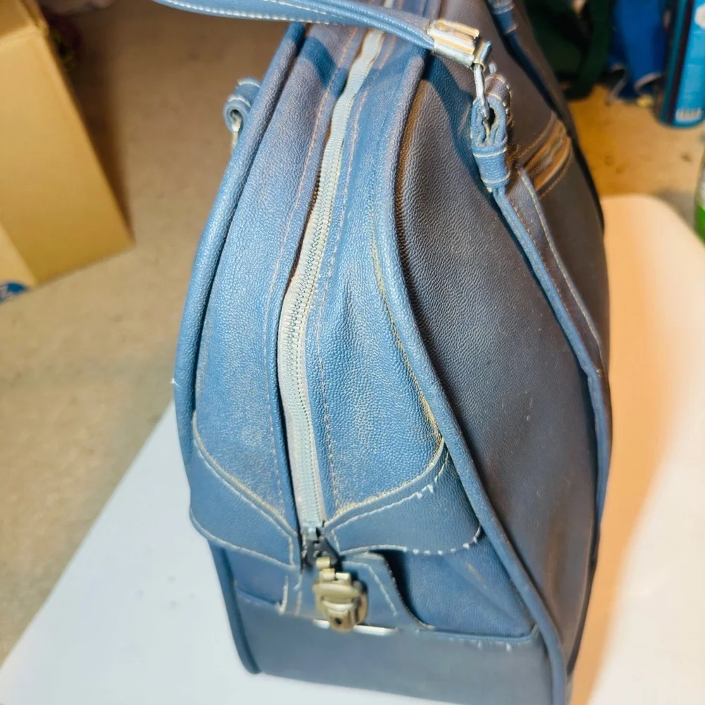 Vintage American Tourister Tiara Escort blue carry on shoulder weekend bag tote - Picture 4 of 7